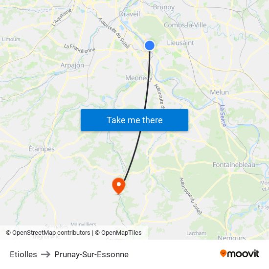 Etiolles to Prunay-Sur-Essonne map