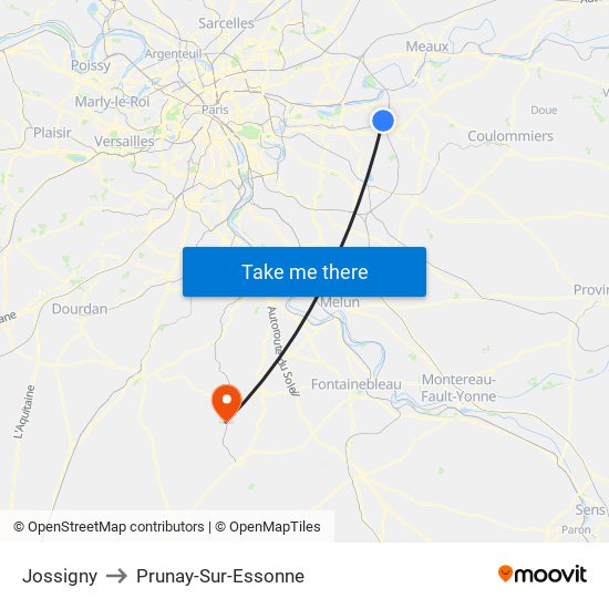 Jossigny to Prunay-Sur-Essonne map