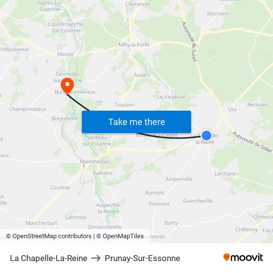 La Chapelle-La-Reine to Prunay-Sur-Essonne map