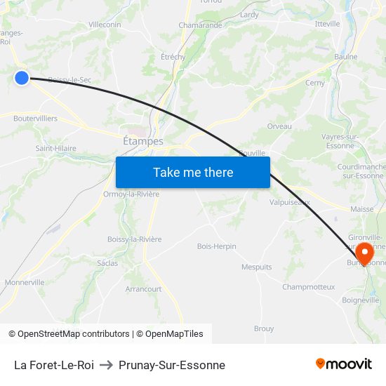 La Foret-Le-Roi to Prunay-Sur-Essonne map