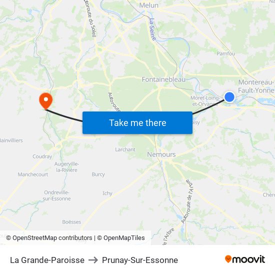 La Grande-Paroisse to Prunay-Sur-Essonne map