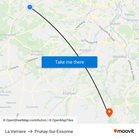 La Verriere to Prunay-Sur-Essonne map