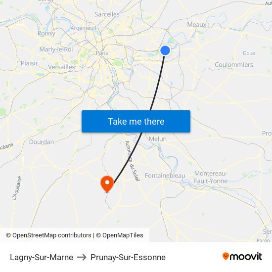 Lagny-Sur-Marne to Prunay-Sur-Essonne map