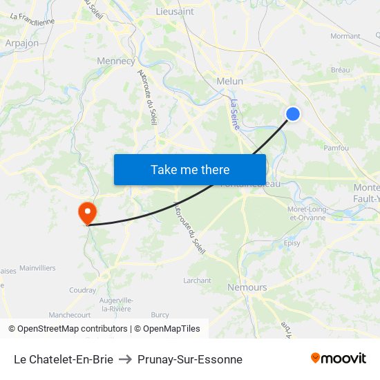 Le Chatelet-En-Brie to Prunay-Sur-Essonne map