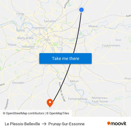 Le Plessis-Belleville to Prunay-Sur-Essonne map