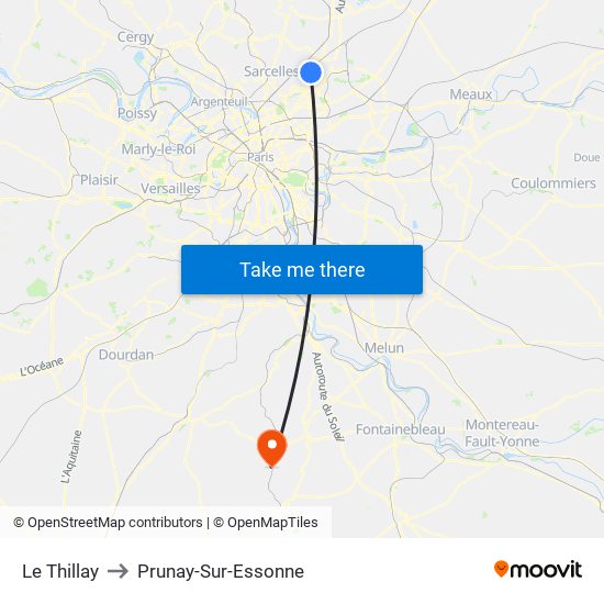 Le Thillay to Prunay-Sur-Essonne map