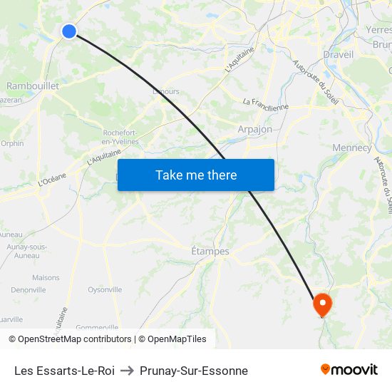 Les Essarts-Le-Roi to Prunay-Sur-Essonne map
