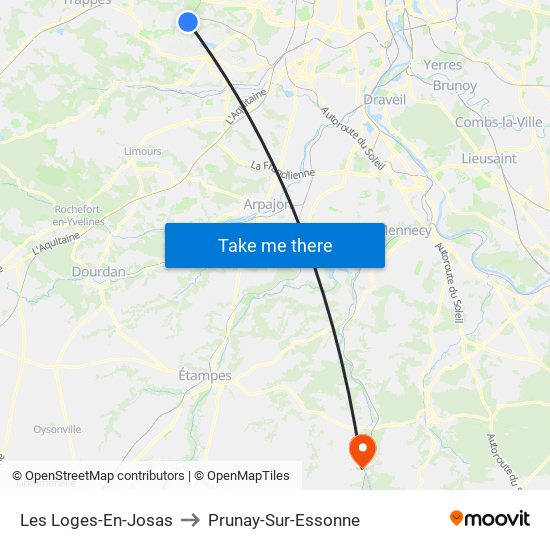 Les Loges-En-Josas to Prunay-Sur-Essonne map