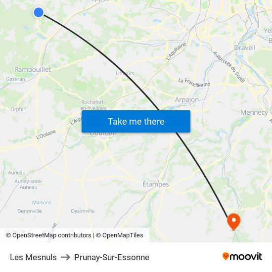 Les Mesnuls to Prunay-Sur-Essonne map