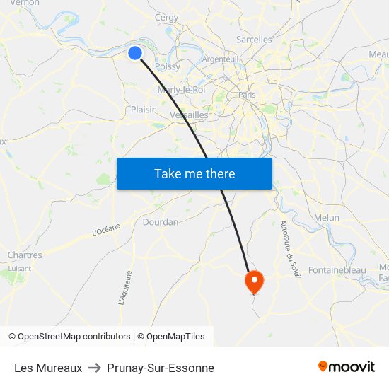 Les Mureaux to Prunay-Sur-Essonne map