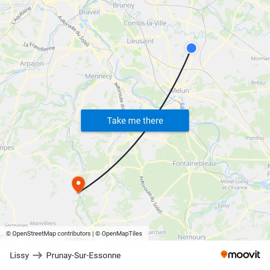 Lissy to Prunay-Sur-Essonne map
