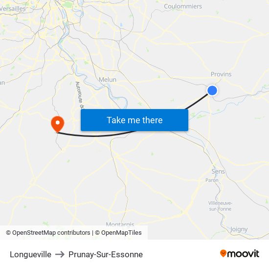 Longueville to Prunay-Sur-Essonne map