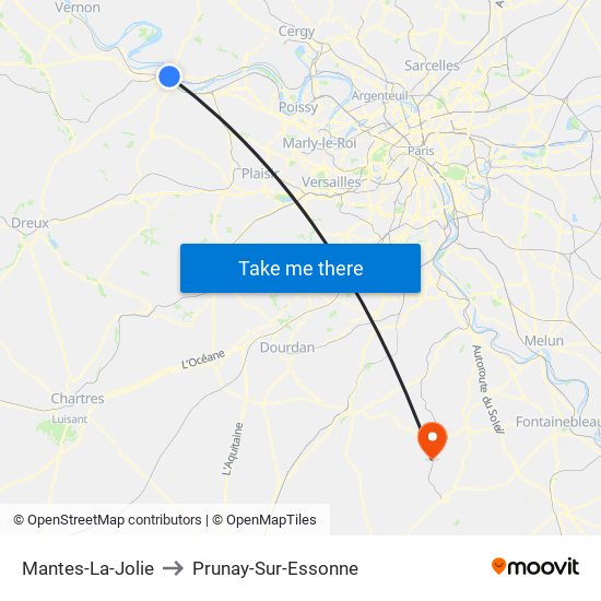 Mantes-La-Jolie to Prunay-Sur-Essonne map