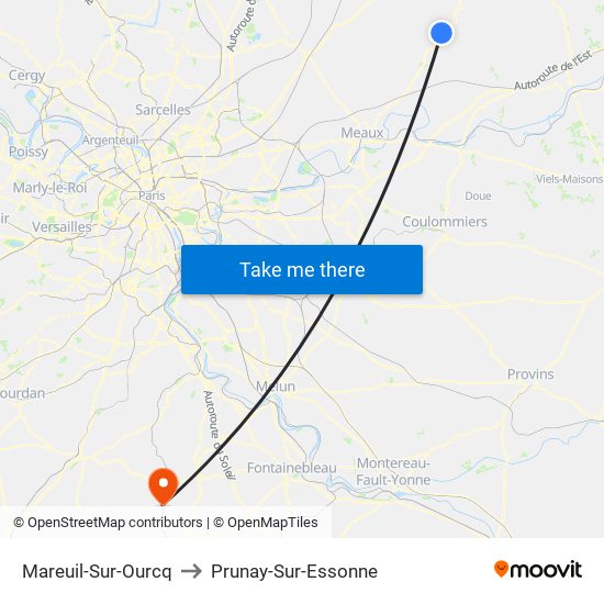 Mareuil-Sur-Ourcq to Prunay-Sur-Essonne map