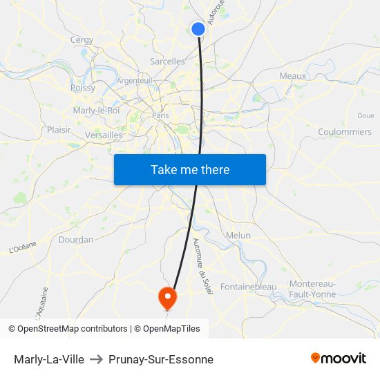Marly-La-Ville to Prunay-Sur-Essonne map