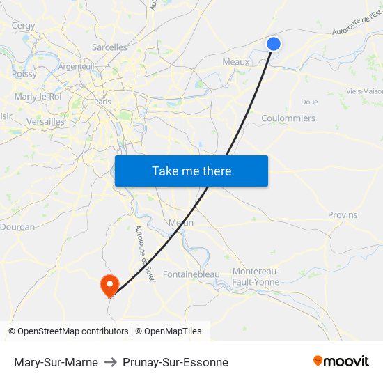 Mary-Sur-Marne to Prunay-Sur-Essonne map