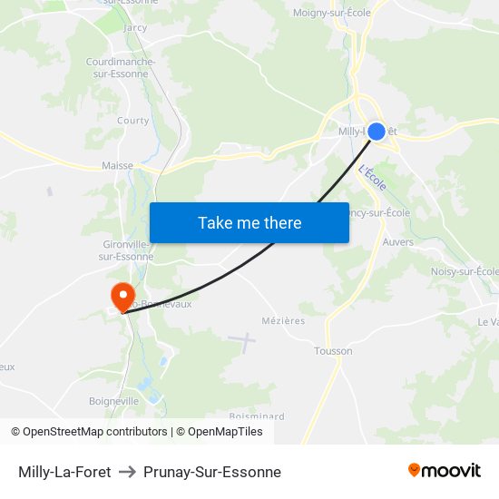 Milly-La-Foret to Prunay-Sur-Essonne map