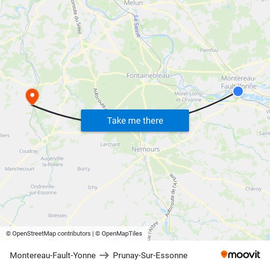 Montereau-Fault-Yonne to Prunay-Sur-Essonne map