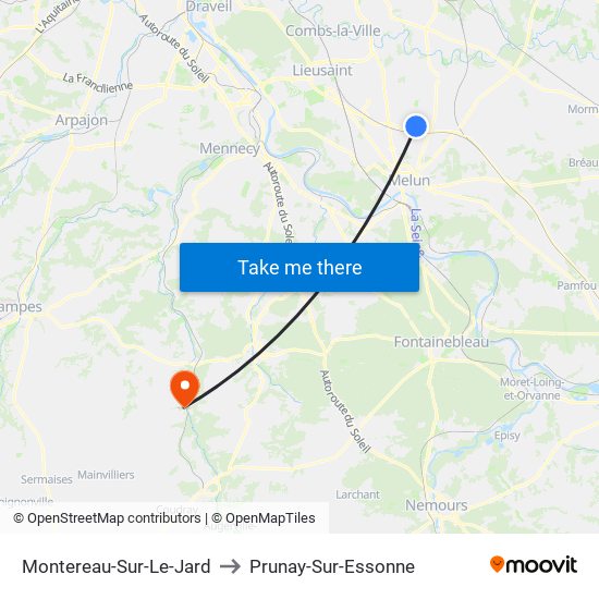 Montereau-Sur-Le-Jard to Prunay-Sur-Essonne map