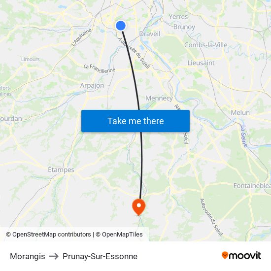 Morangis to Prunay-Sur-Essonne map