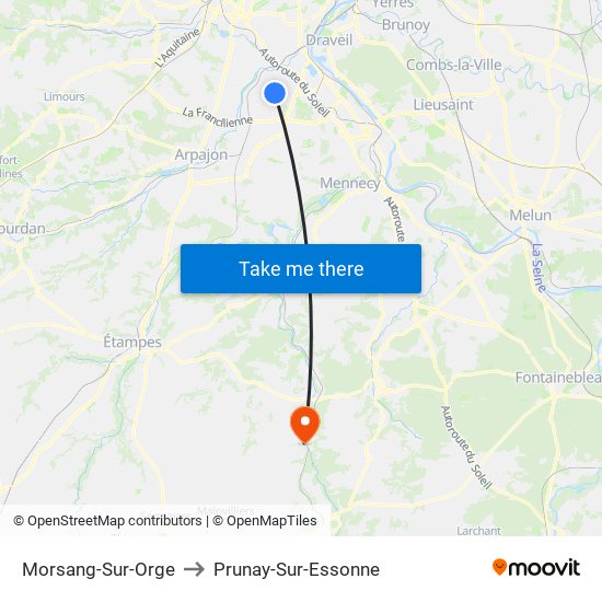 Morsang-Sur-Orge to Prunay-Sur-Essonne map