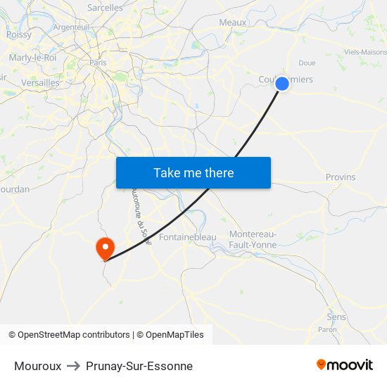 Mouroux to Prunay-Sur-Essonne map