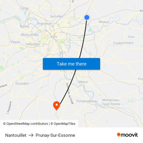 Nantouillet to Prunay-Sur-Essonne map