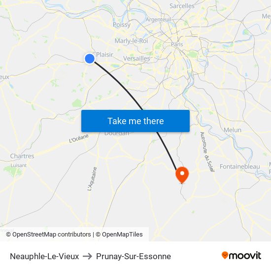 Neauphle-Le-Vieux to Prunay-Sur-Essonne map