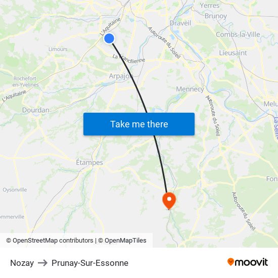 Nozay to Prunay-Sur-Essonne map