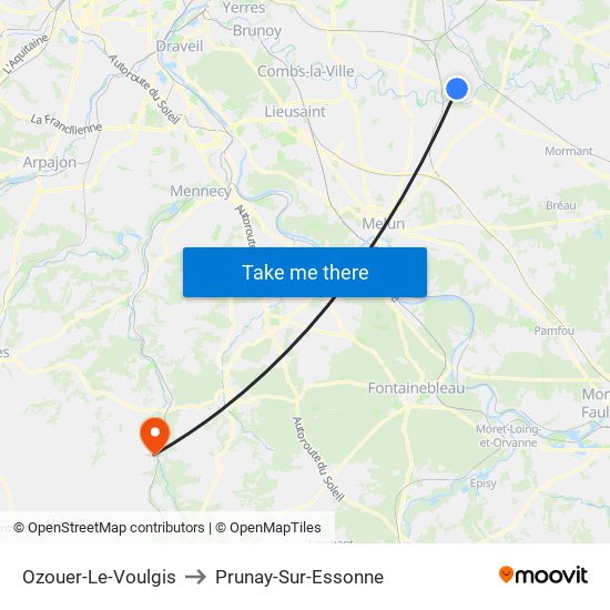 Ozouer-Le-Voulgis to Prunay-Sur-Essonne map