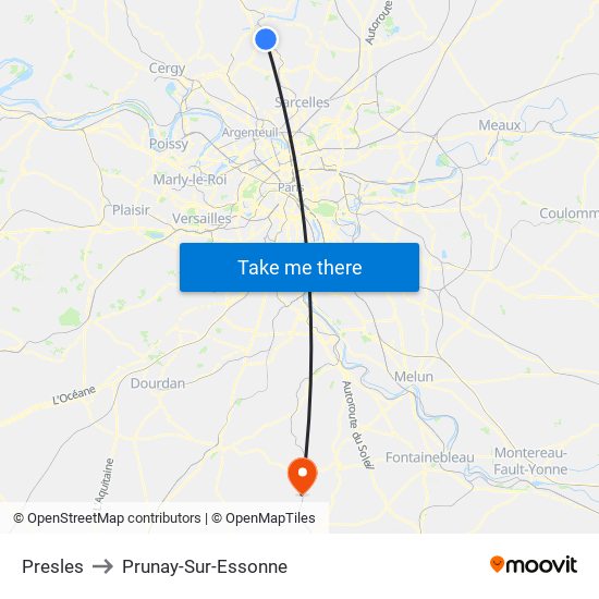 Presles to Prunay-Sur-Essonne map