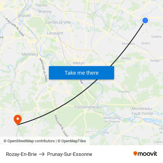 Rozay-En-Brie to Prunay-Sur-Essonne map