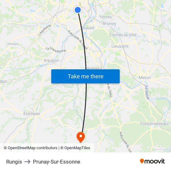 Rungis to Prunay-Sur-Essonne map