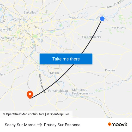 Saacy-Sur-Marne to Prunay-Sur-Essonne map