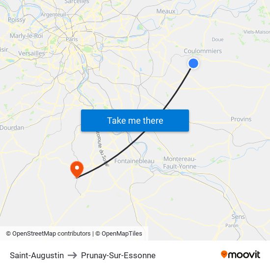 Saint-Augustin to Prunay-Sur-Essonne map