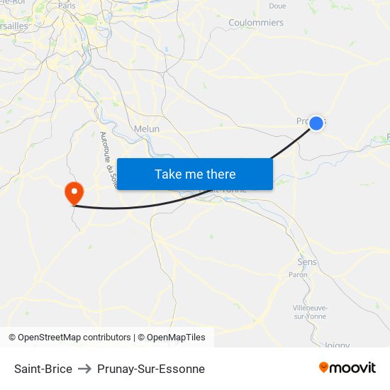 Saint-Brice to Prunay-Sur-Essonne map