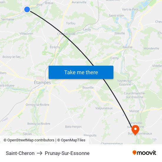 Saint-Cheron to Prunay-Sur-Essonne map