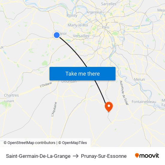 Saint-Germain-De-La-Grange to Prunay-Sur-Essonne map