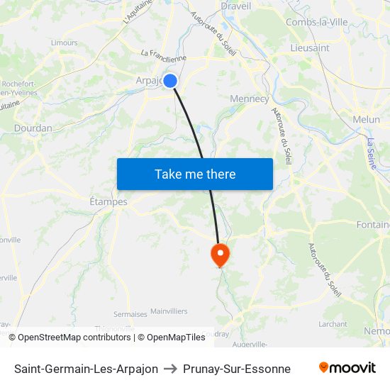 Saint-Germain-Les-Arpajon to Prunay-Sur-Essonne map