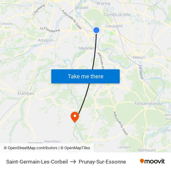 Saint-Germain-Les-Corbeil to Prunay-Sur-Essonne map