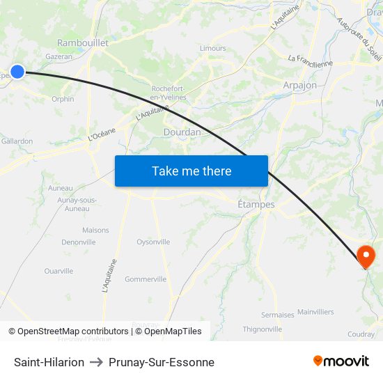 Saint-Hilarion to Prunay-Sur-Essonne map