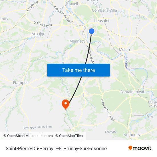 Saint-Pierre-Du-Perray to Prunay-Sur-Essonne map