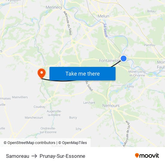 Samoreau to Prunay-Sur-Essonne map