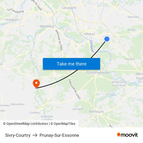Sivry-Courtry to Prunay-Sur-Essonne map