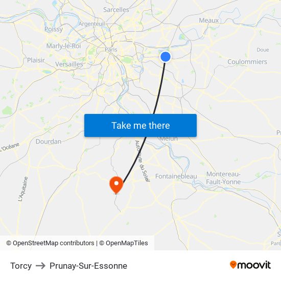 Torcy to Prunay-Sur-Essonne map