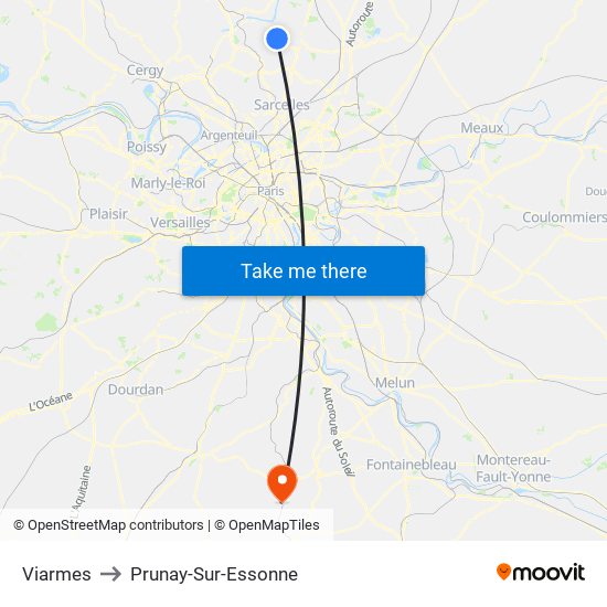Viarmes to Prunay-Sur-Essonne map