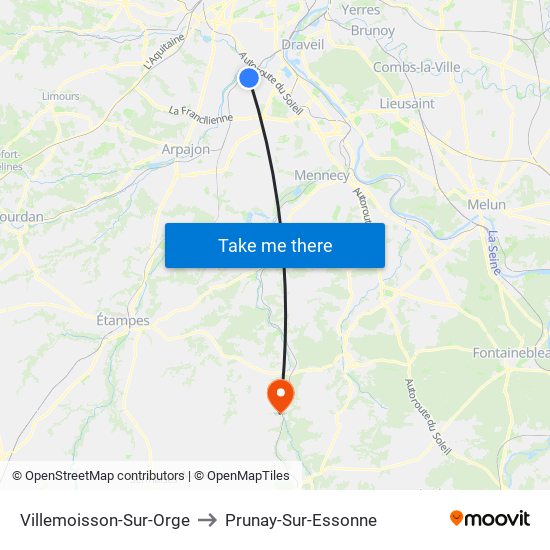 Villemoisson-Sur-Orge to Prunay-Sur-Essonne map