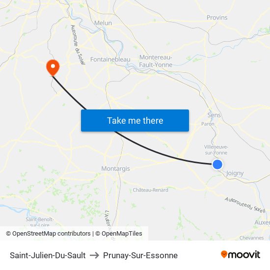 Saint-Julien-Du-Sault to Prunay-Sur-Essonne map