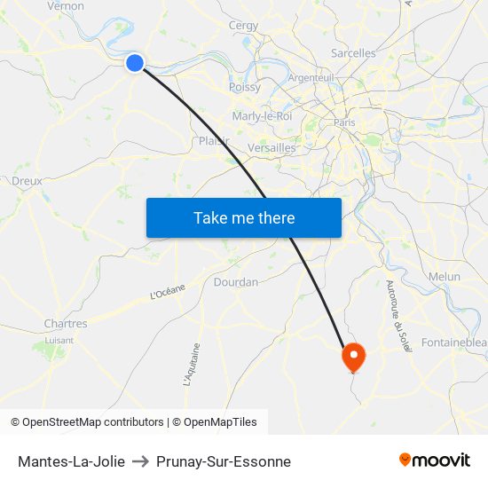 Mantes-La-Jolie to Prunay-Sur-Essonne map