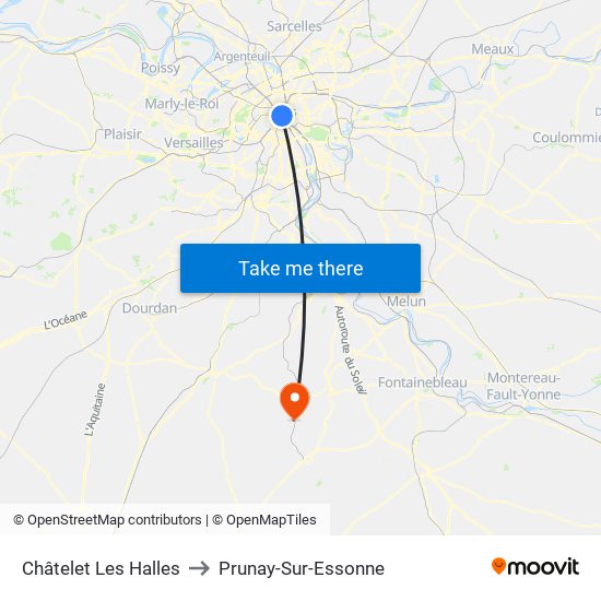 Châtelet Les Halles to Prunay-Sur-Essonne map